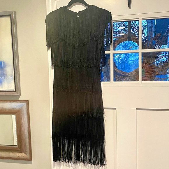 Black Vintage Fringe Flapper Dress - Picture 1 of 7